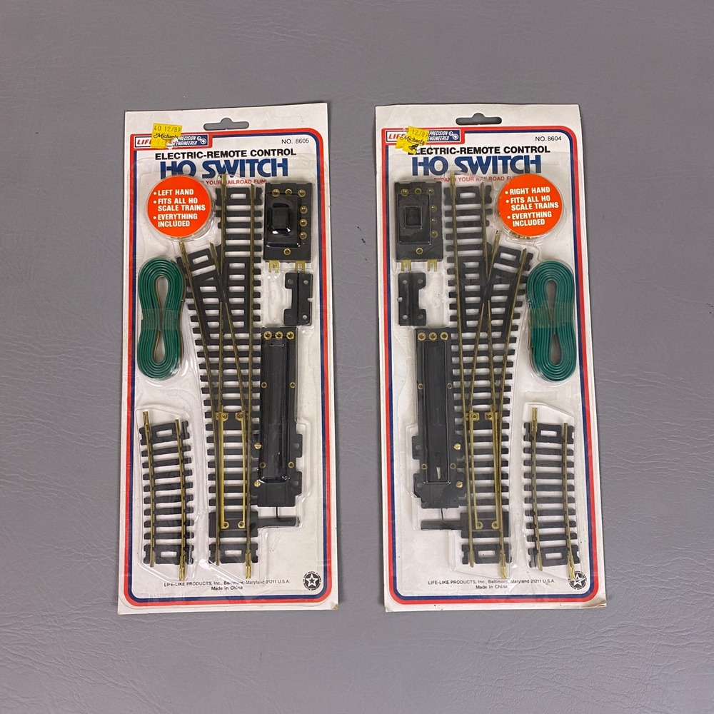 Life-Like HO Scale Electric Remote Control Switch Left 8605 Right 8604 Brass 2pk
